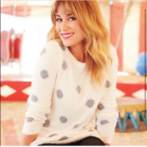 LC Lauren Conrad Sweaters - NWT LC Lauren Conrad Polka Dot Blue Sweater Size L